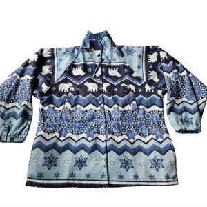 Vintage Reversible Fleece Rain Jacket Winter Polar Bear Nature Jacket